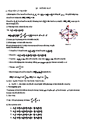 Đề cương ôn tập Hình học Lớp 10 - Chương 3 Phương pháp toạ độ trong mặt phẳng - Bài 5 Đường elip